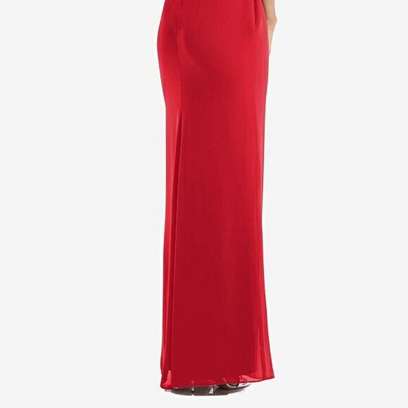 After Six 1550...Scoop Neck Open-Back Trumpet Gown in Parisian Red...Size 10 - Picture 4 of 9